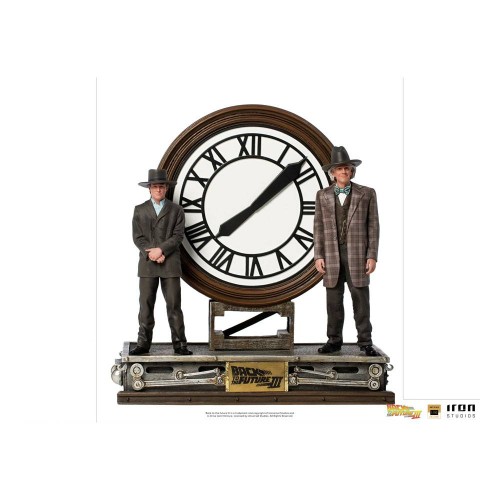 Iron Studios: Zurück in die Zukunft III Deluxe Art Scale Statue 1/10 Marty and Doc at the Clock 30 cm