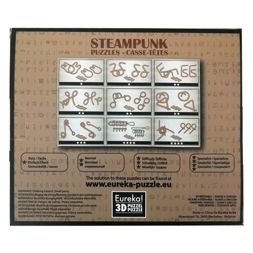 9 Steampunk Puzzles-Brown Box