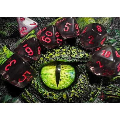 Chessex Translucent Polyhedral 7-Die Set - Smoke/Red