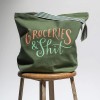 Em & Friends: Groceries & Shit (Olive) - Πάνινη Τσάντα