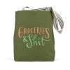 Em & Friends: Groceries & Shit (Olive) - Πάνινη Τσάντα