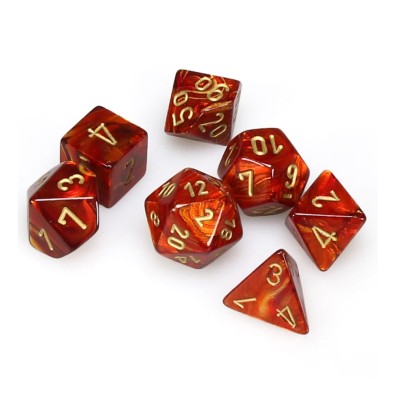Scarab Mini-Polyhedral Scarlet/gold 7-Die Set