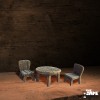 Round table with two chairs