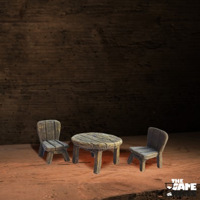 Round table with two chairs