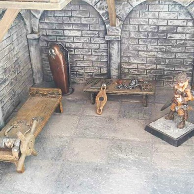 Table with torture tools