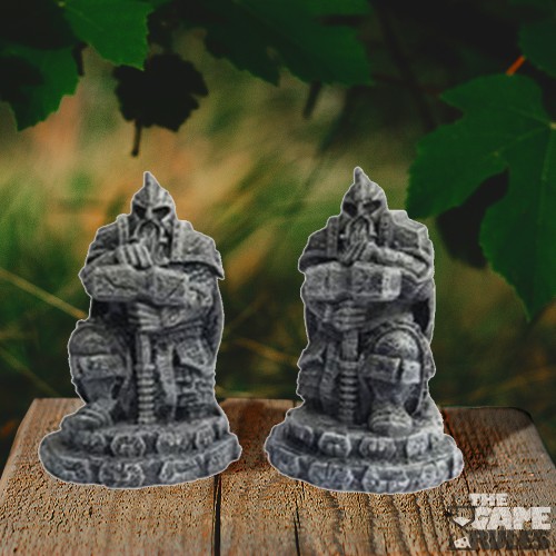 Dwarf Statue With Hammer Kneeling (x2)