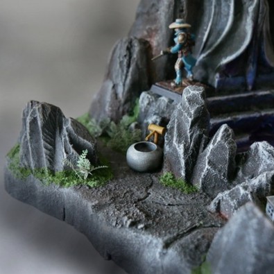 Set of Stone Lanterns with Bamboo Fountains
