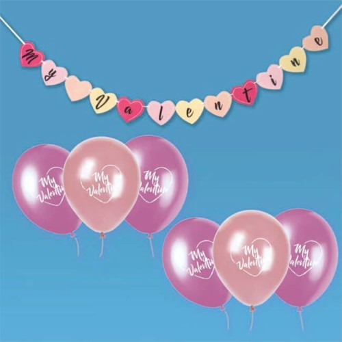 Bunting and Balloons - My Valentine