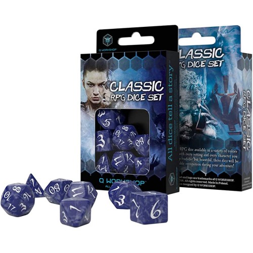 Classic RPG Cobalt & white Dice Set