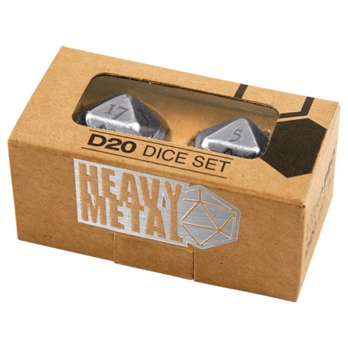 UP - Dice - Heavy Metal D20 2-Dice Set - Chrome
