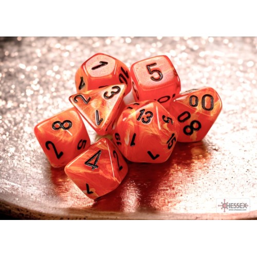 Vortex Orange/Black Mini Polyhedral 7-Die Set