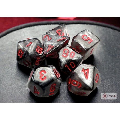 Velvet Black/Red Mini Polyhedral 7-Die Set