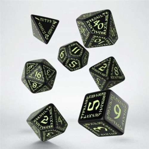 Runic Dice Set: Black & Glow-in-the-Dark