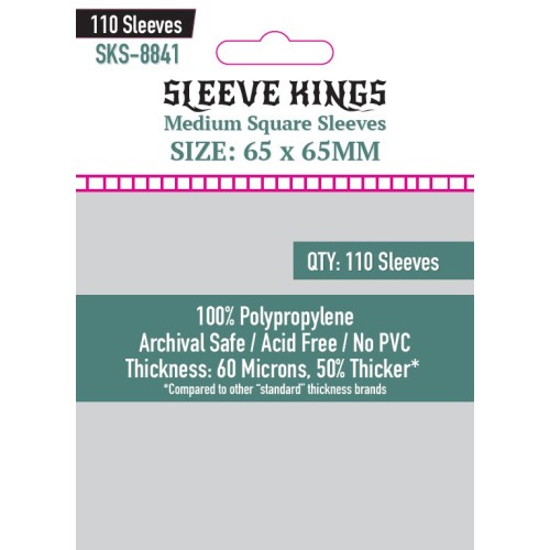 Sleeve Kings Medium Square Sleeves (65 X 65 MM) 110 Pack, 60 Microns SKS-8841
