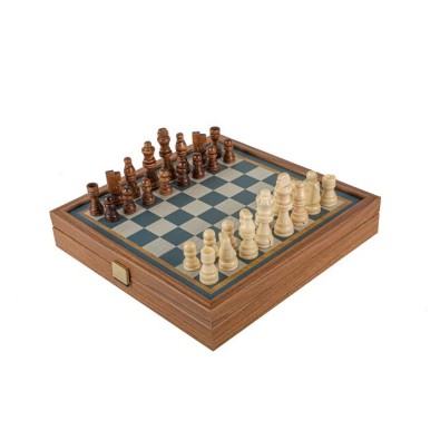 Turquoise 2-in-1 Combo Game Set - Chess & Backgammon in Walnut Case (Small)