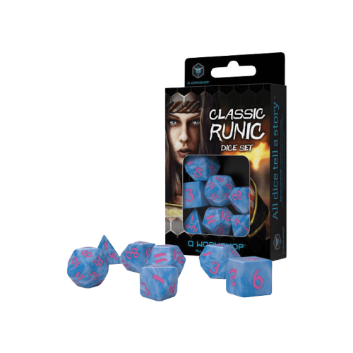 Classic Runic Glacier & pink Dice Set (7)