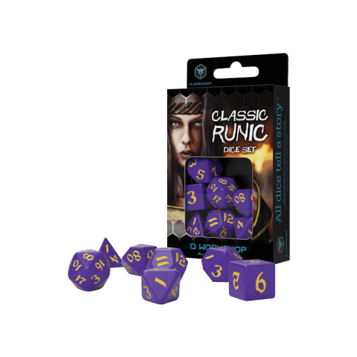Classic Runic Purple & yellow Dice (7)