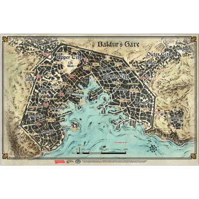 D&D Descent Into Avernus - Baldur's Gate Map (58 x 43cm)