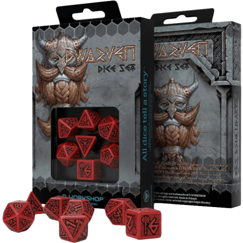 Dice Set: Dwarven Black & Red x7