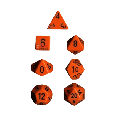 Opaque Dice Set - Orange/Black  x7