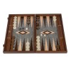 Premium Handcrafted Pearly Grey Vavona Backgammon Set - Luxury Board Game with Oak & Wenge Accents