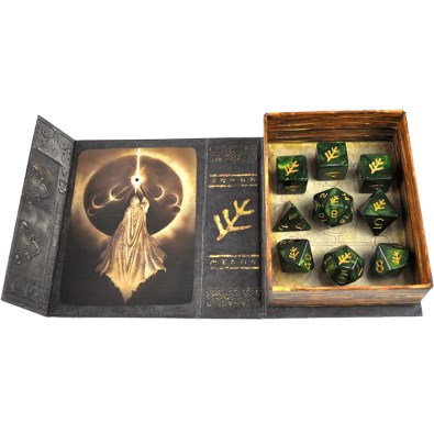 Elder Dice: Green Lovecraft Elder Sign Polyhedral Set