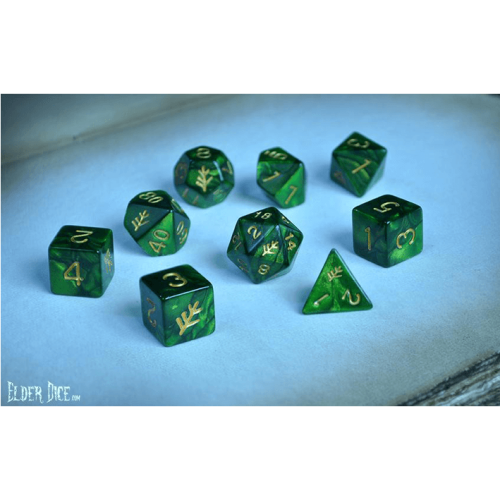 Elder Dice: Green Lovecraft Elder Sign Polyhedral Set
