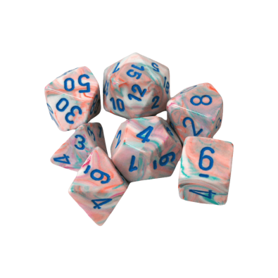 Festive Polyhedral Pop Artblue Dice set x7