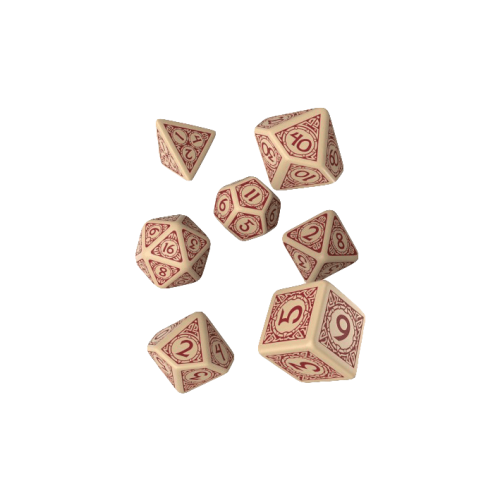 Viking Beige & Burgundy Dice Set (7)